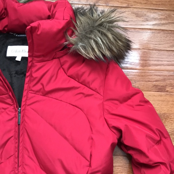 Red Calvin Klein Down Coat - Picture 3 of 16